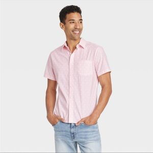 TWO - Goodfellow & Co Pink Poplin Slim Fit Short Sleeve Button Down Shirts